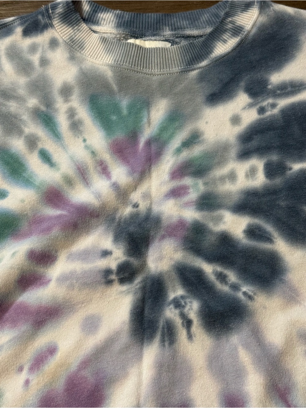 American Eagle Outfitters Tie-Dye Crewneck Sweatshirt - Blue, White & Gray - Picture 2 of 6